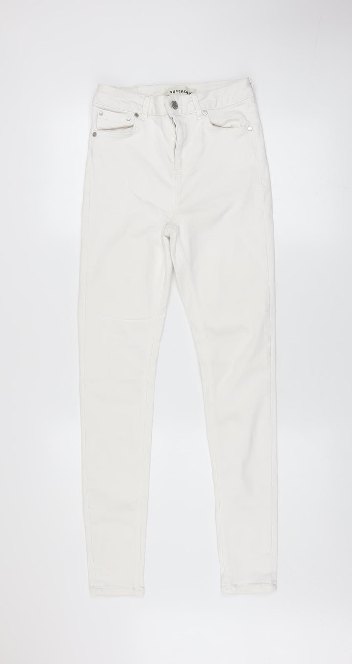 Superdry Womens White Skinny Stretch Jeans Size 26 Slim Fit