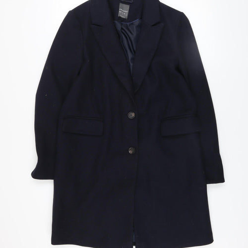 Primark Women's Black Long Overcoat Size 12 Polyester Classic Style