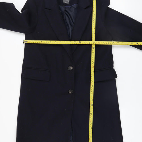 Primark Women's Black Long Overcoat Size 12 Polyester Classic Style