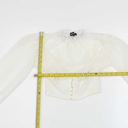 PrettyLittleThing Women's Ivory Puff Sleeve Cropped Blouse UK 6