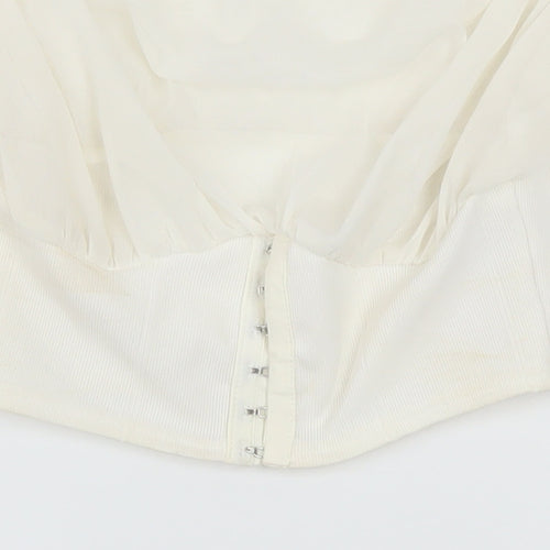 PrettyLittleThing Women's Ivory Puff Sleeve Cropped Blouse UK 6