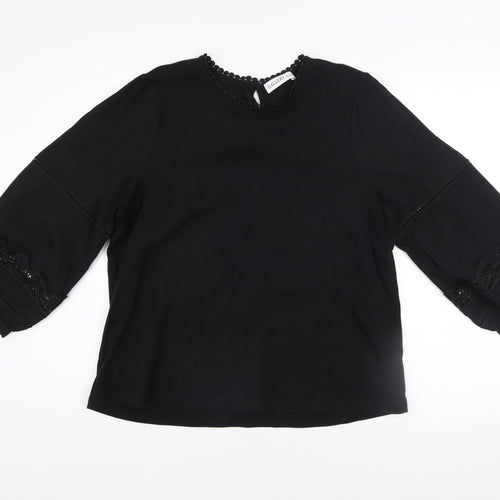 Gallery Women’s Black Lace 3/4 Sleeve Tunic Blouse Size 16