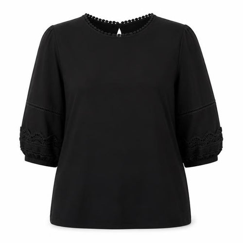 Gallery Women’s Black Lace 3/4 Sleeve Tunic Blouse Size 16