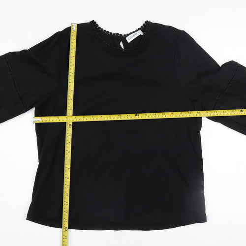 Gallery Women’s Black Lace 3/4 Sleeve Tunic Blouse Size 16