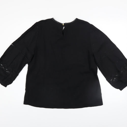 Gallery Women’s Black Lace 3/4 Sleeve Tunic Blouse Size 16