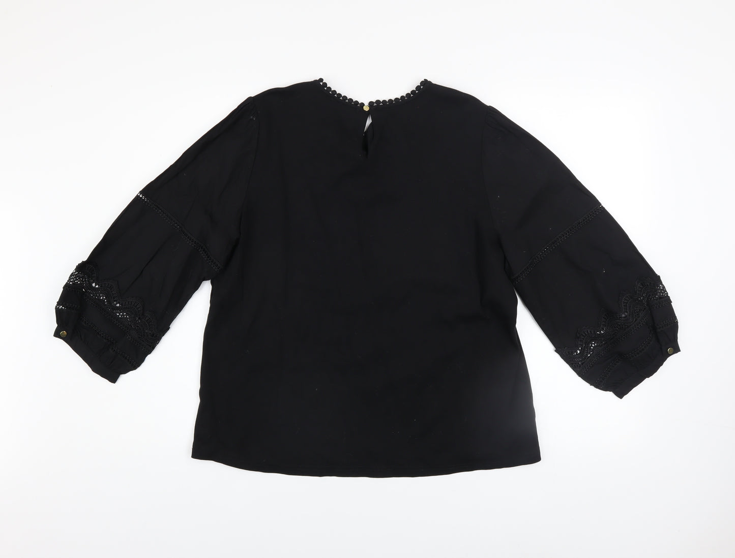Gallery Women’s Black Lace 3/4 Sleeve Tunic Blouse Size 16