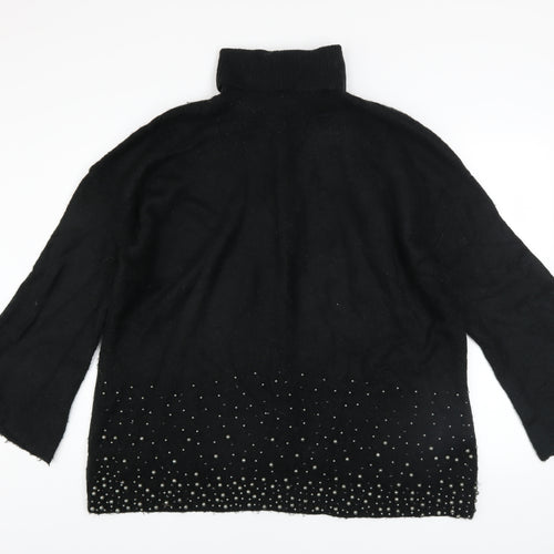 Next Women's Black Roll Neck Beaded Jumper Size 20 Acrylic Wool Blend