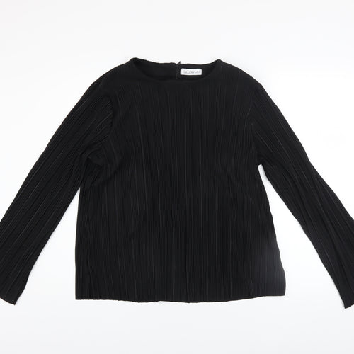 Gallery Women's Black Pleated Tunic Blouse Size M Long Sleeve