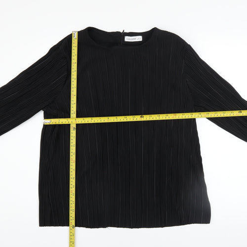 Gallery Women's Black Pleated Tunic Blouse Size M Long Sleeve