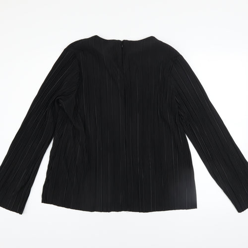 Gallery Women's Black Pleated Tunic Blouse Size M Long Sleeve