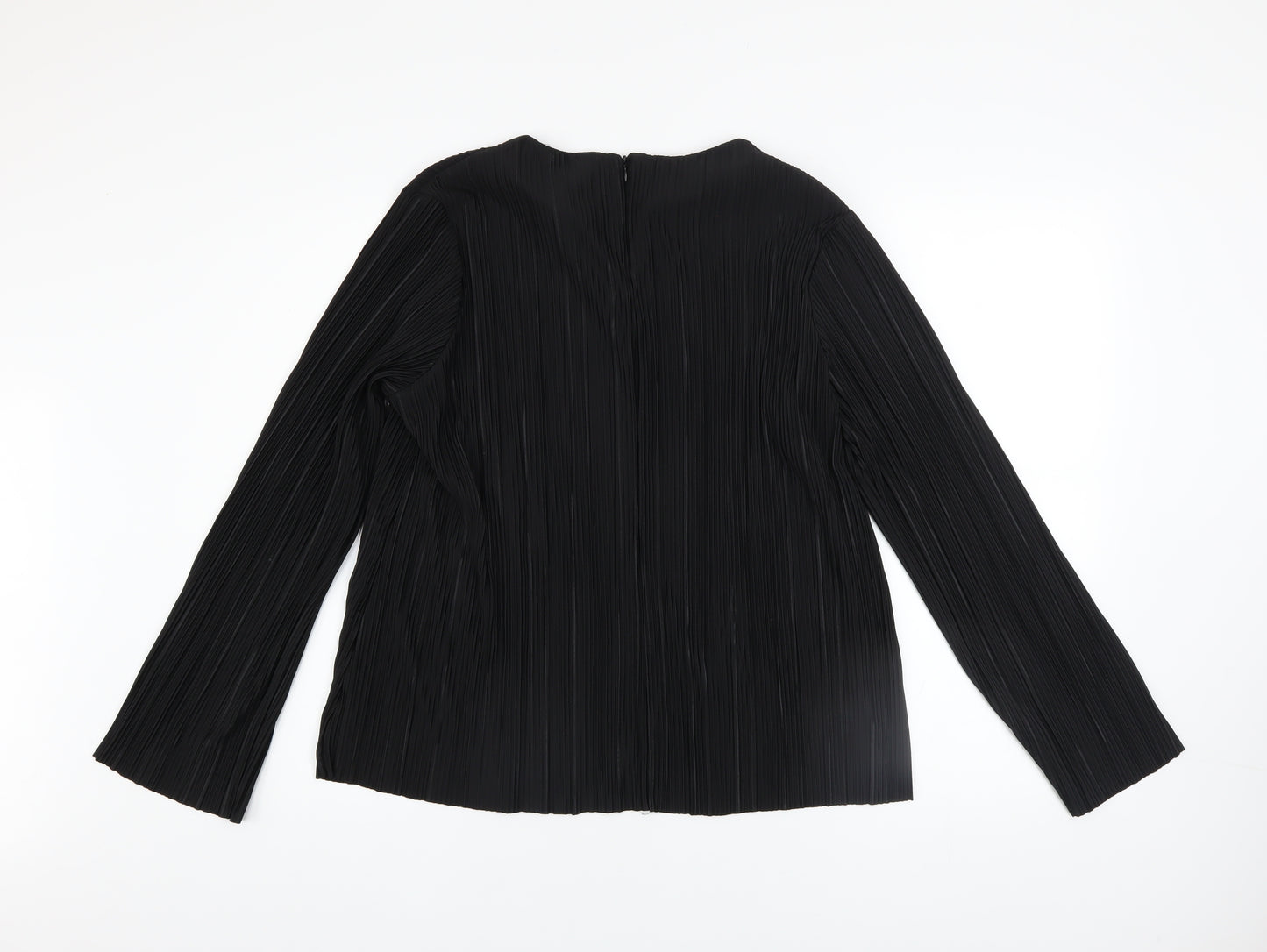 Gallery Women's Black Pleated Tunic Blouse Size M Long Sleeve