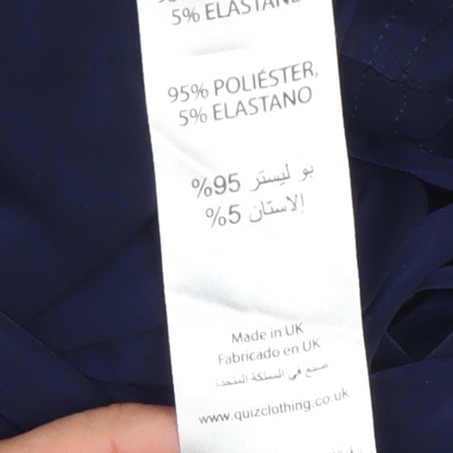 Quiz Women’s Blue Bodycon Ruched Ruffle Knee Length Dress Size 6
