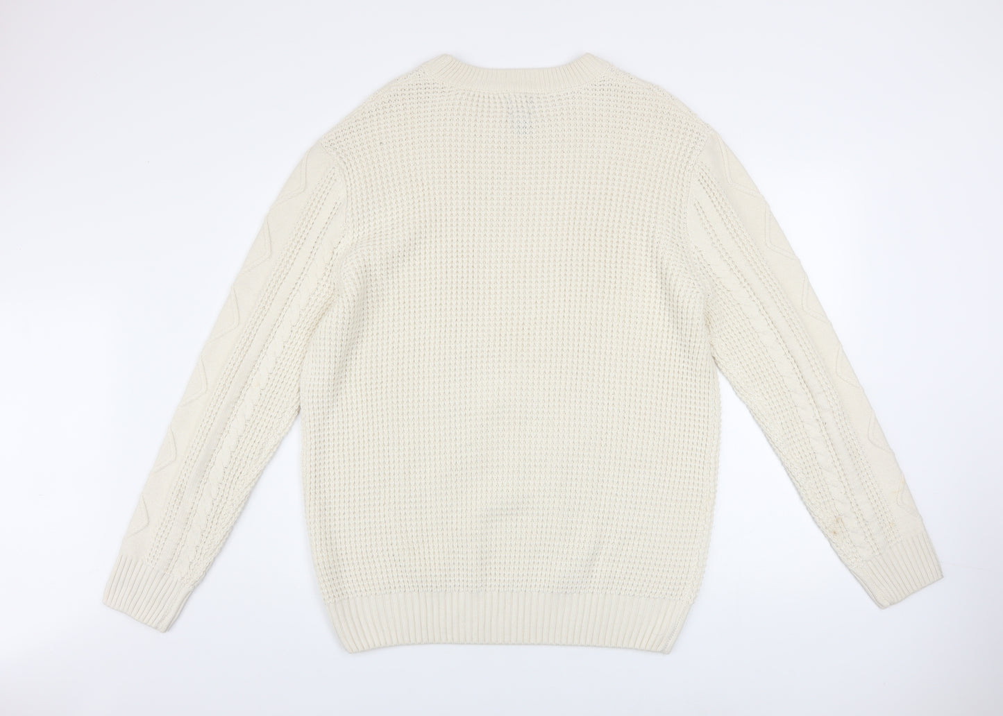 River Island Men’s Ivory Cable Knit Jumper XL Classic Pullover