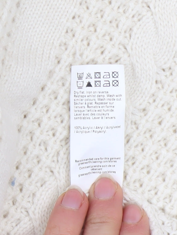 River Island Men’s Ivory Cable Knit Jumper XL Classic Pullover