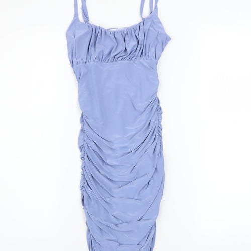 Quiz Women’s Blue Ruched Bodycon Midi Dress Size 6