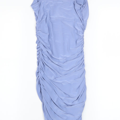 Quiz Women’s Blue Ruched Bodycon Midi Dress Size 6
