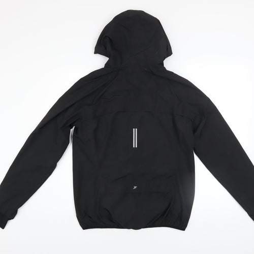 WORK OUT Women's Black Hooded Reflective Windbreaker Jacket Size 12