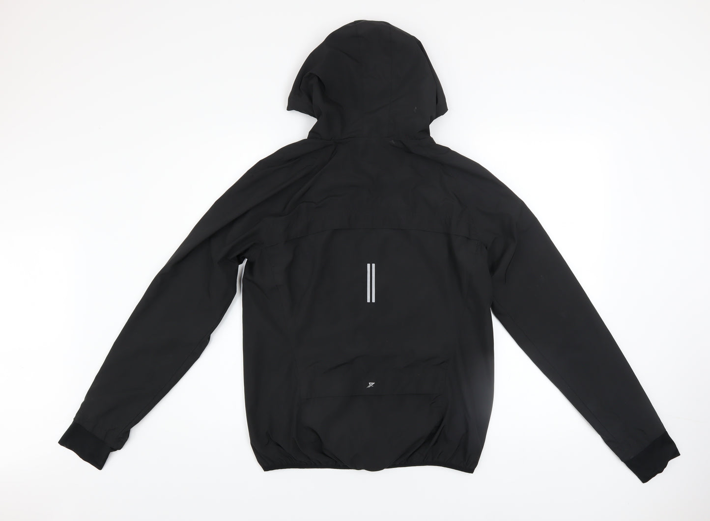 WORK OUT Women's Black Hooded Reflective Windbreaker Jacket Size 12