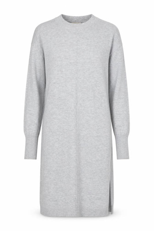 Front view of H&M Women Grey Long Sleeve Crew Neck Knit Jumper Dress XS