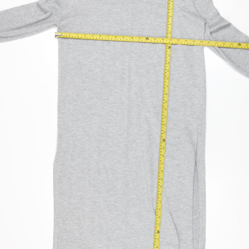 H&M Women Grey Long Sleeve Crew Neck Knit Jumper Dress XS
