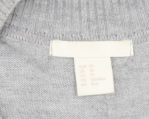 H&M Women Grey Long Sleeve Crew Neck Knit Jumper Dress XS