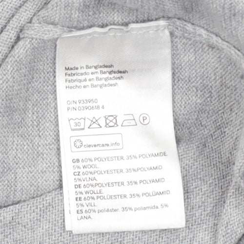 H&M Women Grey Long Sleeve Crew Neck Knit Jumper Dress XS