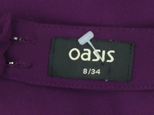 Oasis Women's Purple Bodycon Party Dress Size 8 with Beaded Shoulders