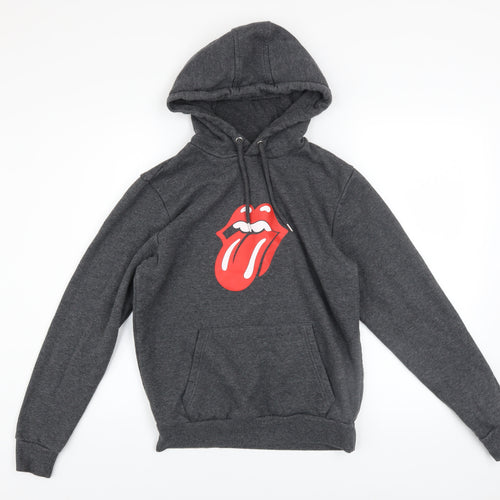 The Rolling Stones Men’s Grey Pullover Hoodie S Graphic Logo Sweatshirt