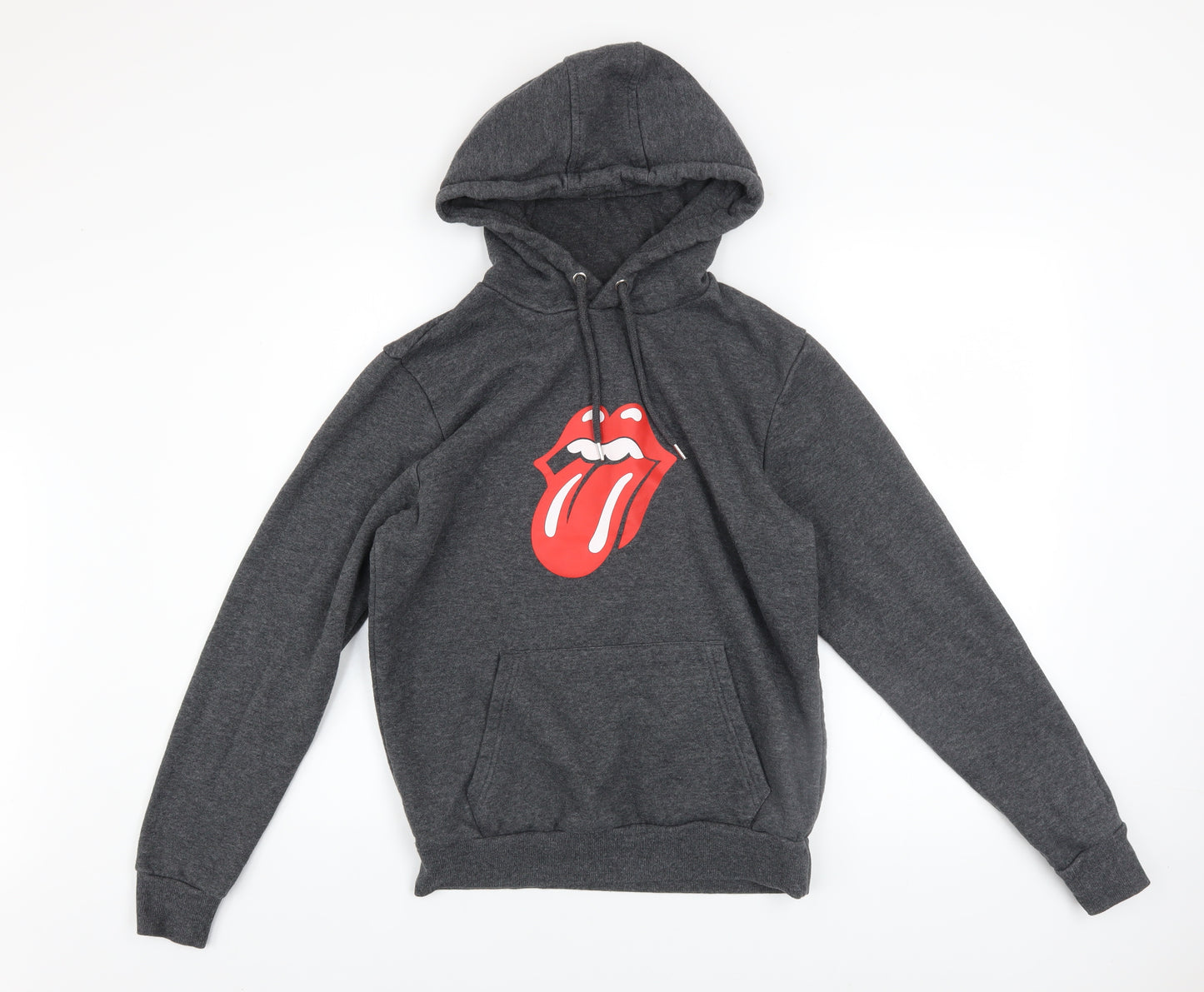 The Rolling Stones Men’s Grey Pullover Hoodie S Graphic Logo Sweatshirt