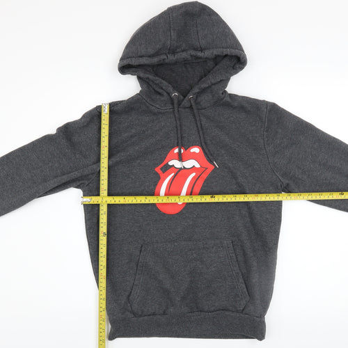 The Rolling Stones Men’s Grey Pullover Hoodie S Graphic Logo Sweatshirt