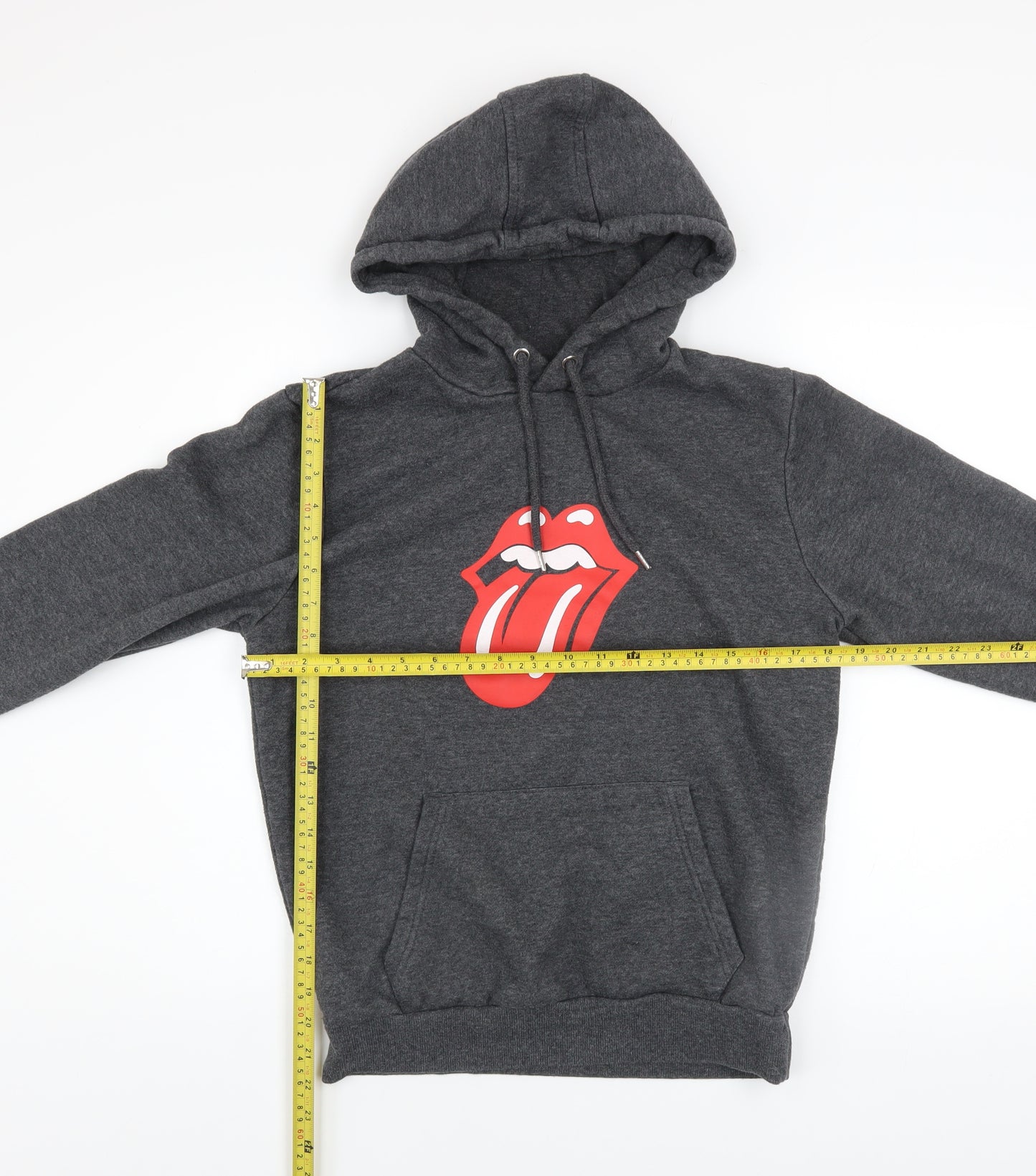The Rolling Stones Men’s Grey Pullover Hoodie S Graphic Logo Sweatshirt