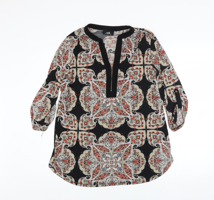 Wallis Women's Multicoloured Paisley Tunic Blouse UK M 3/4 Sleeve