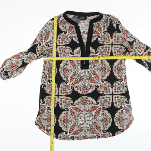Wallis Women's Multicoloured Paisley Tunic Blouse UK M 3/4 Sleeve