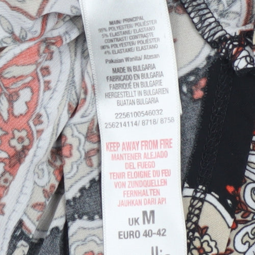 Wallis Women's Multicoloured Paisley Tunic Blouse UK M 3/4 Sleeve