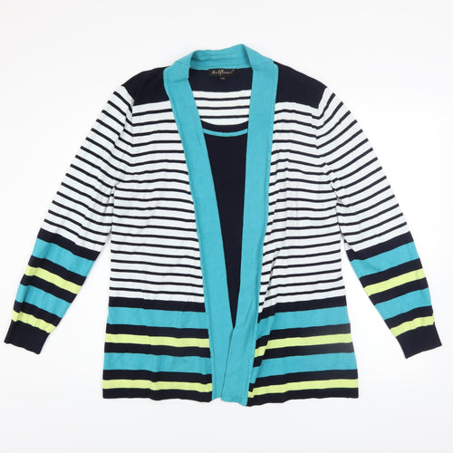 Mudflower Women's Multicoloured Striped Open Front Cardigan L/XL Knit