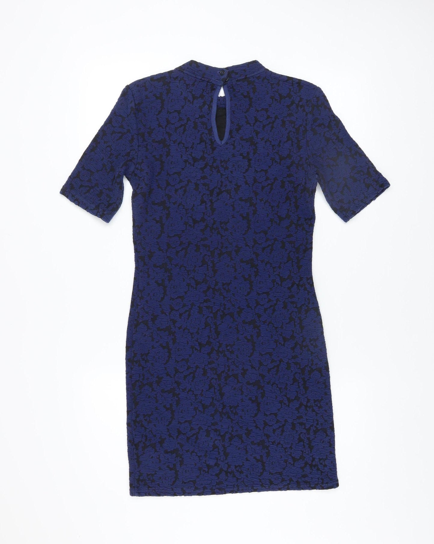 Topshop Women’s Blue Jacquard Floral Bodycon Dress Size 10