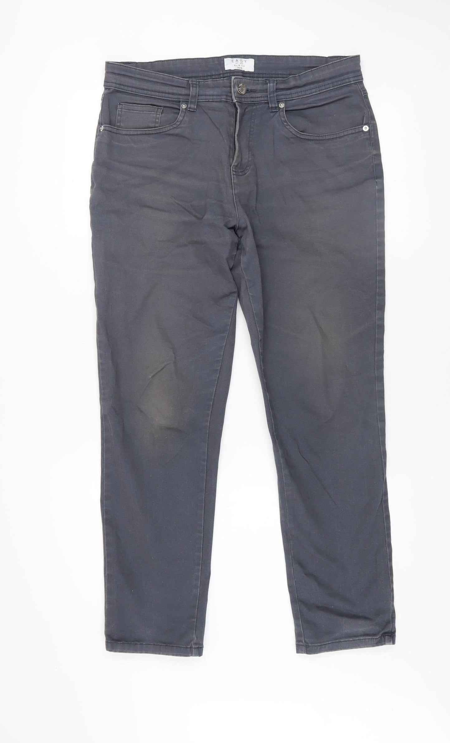 Easy Slim Fit Men's Grey Denim Jeans 32S Straight Leg