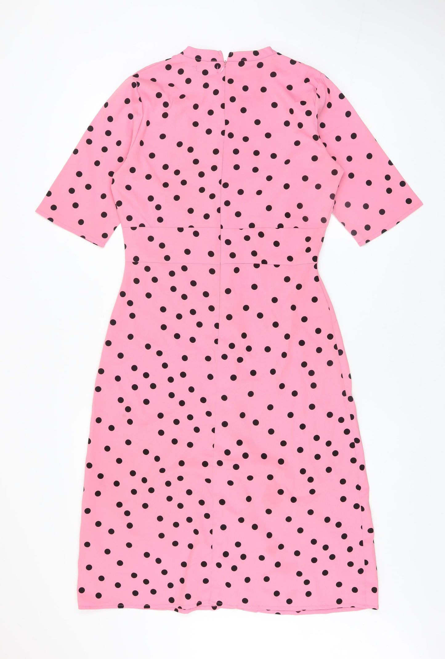 Boohoo Women Pink Polka Dot Bodycon Knee Length Dress Size 12