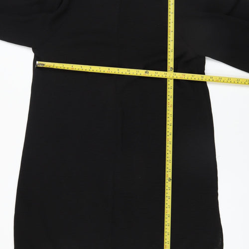 Primark Women’s Black Shift Dress Size 12 V-Neck Puff Sleeve Knee Length