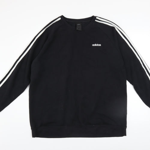Adidas Women Black L Sweatshirt Cotton Blend Crew Neck Long Sleeve