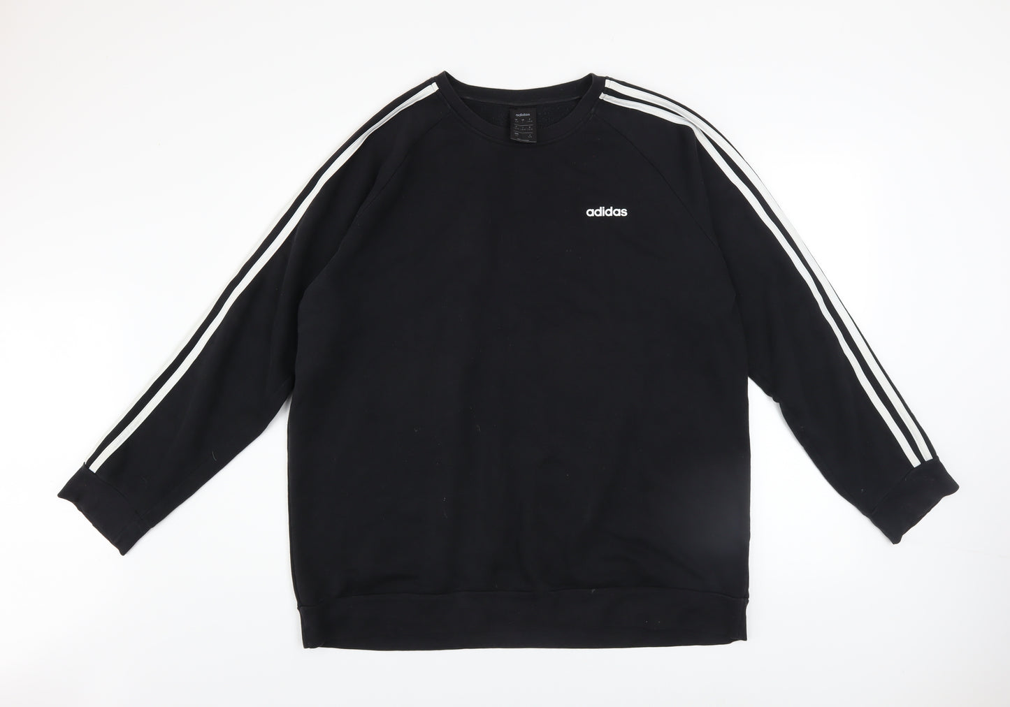 Adidas Women Black L Sweatshirt Cotton Blend Crew Neck Long Sleeve