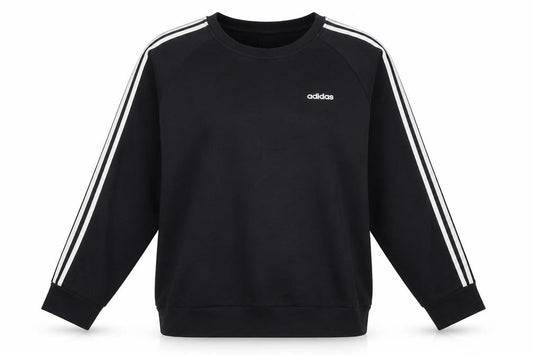 Front view of Adidas Women Black L Sweatshirt Cotton Blend Crew Neck Long Sleeve