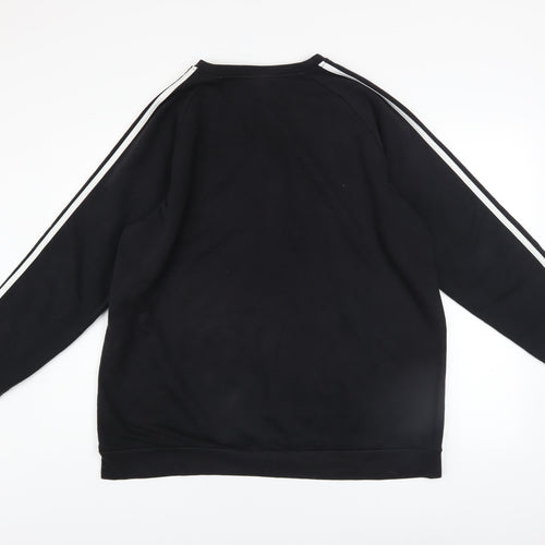 Adidas Women Black L Sweatshirt Cotton Blend Crew Neck Long Sleeve