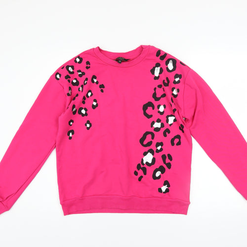 Lipsy London Womens Pink Animal Print Pullover Sweatshirt Size M