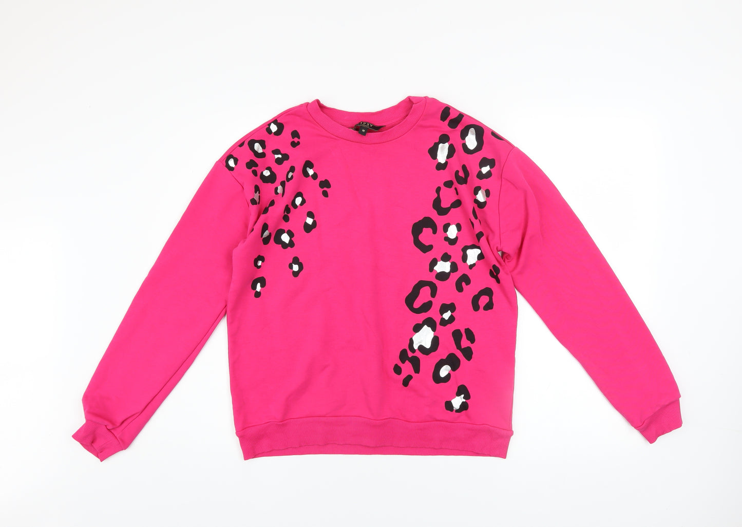 Lipsy London Womens Pink Animal Print Pullover Sweatshirt Size M