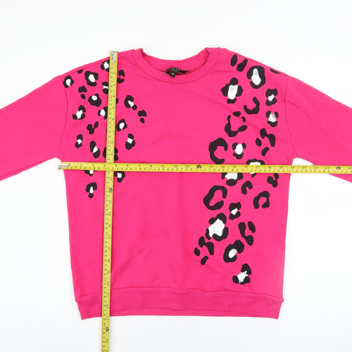 Lipsy London Womens Pink Animal Print Pullover Sweatshirt Size M