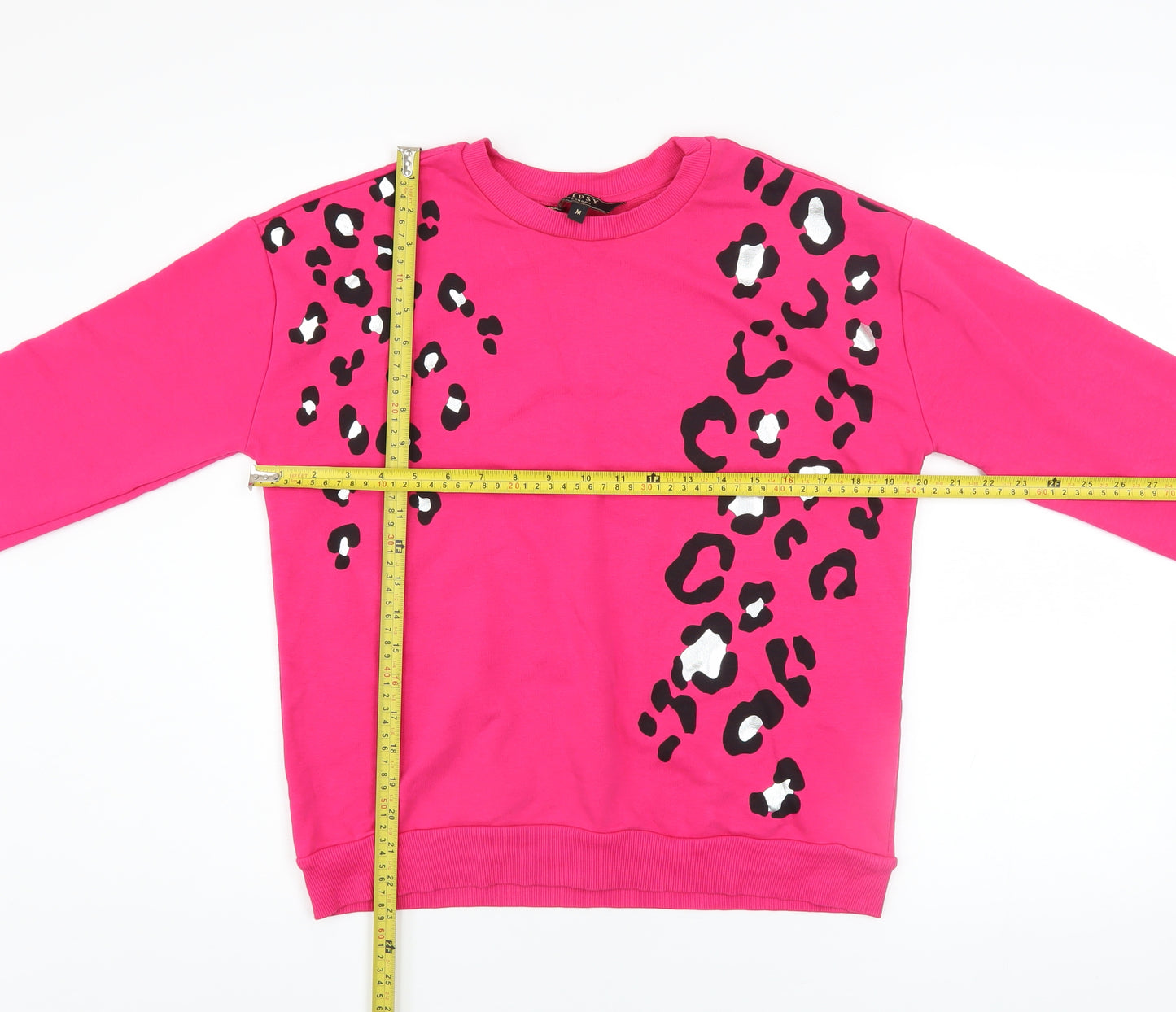 Lipsy London Womens Pink Animal Print Pullover Sweatshirt Size M