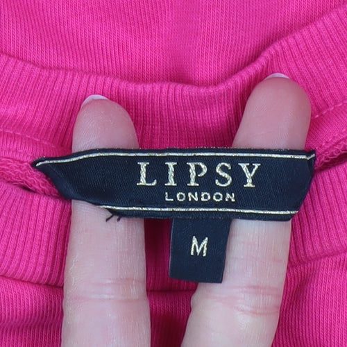 Lipsy London Womens Pink Animal Print Pullover Sweatshirt Size M