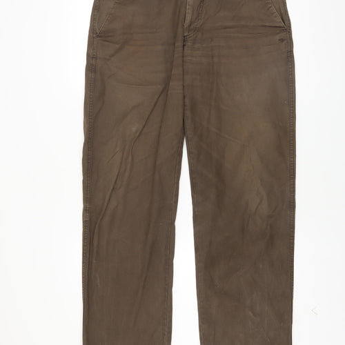Dockers Men's Brown Chino Regular Fit Trousers 34x32 Cotton