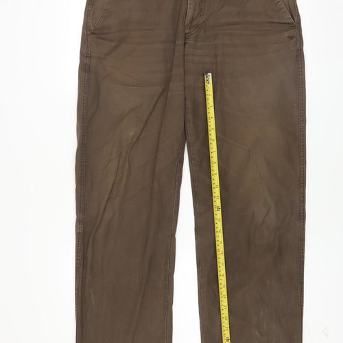 Dockers Men's Brown Chino Regular Fit Trousers 34x32 Cotton